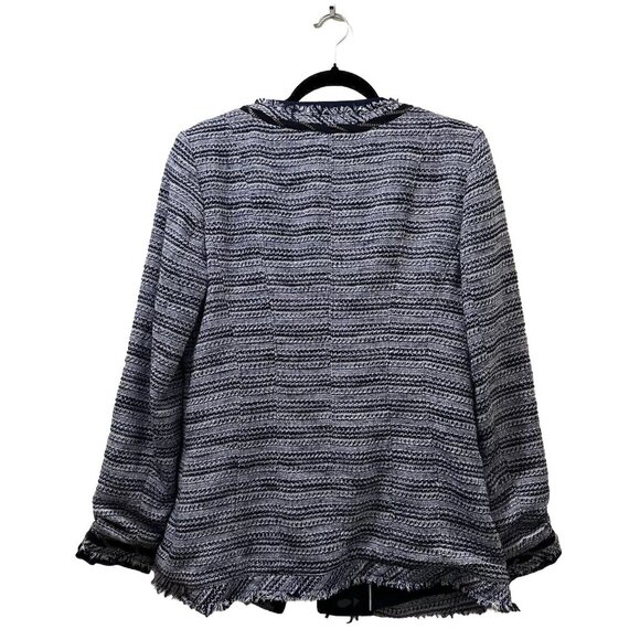 White House Black Market Tweed Boucle Blazer Womens M L Fringe Business Classy - Picture 2 of 15